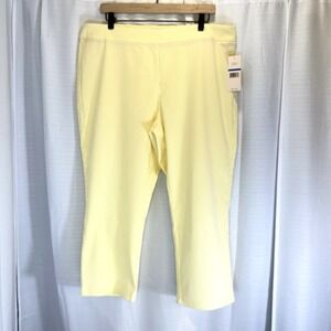 NEW Nanette‎ Lepore Cropped Pull On Stretch Pant Yellow Stripe Trousers Sz XL